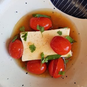 Tofu soyeux et tomates cerises, sauce ponzu